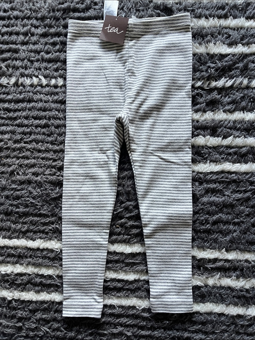 Tea Collection Gray & White Striped Kids Leggings
